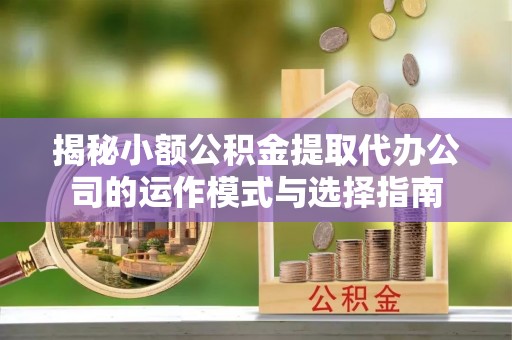 德清揭秘小额公积金提取代办公司的运作模式与选择指南